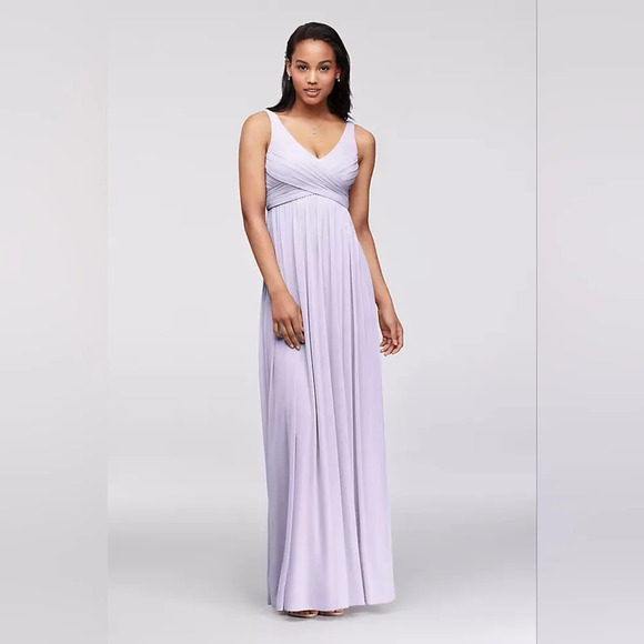 David's Bridal Dresses & Skirts - David's Bridal Size 24 Iris/Lavender Long Bridesmaid Dress with Cowl Neck Back